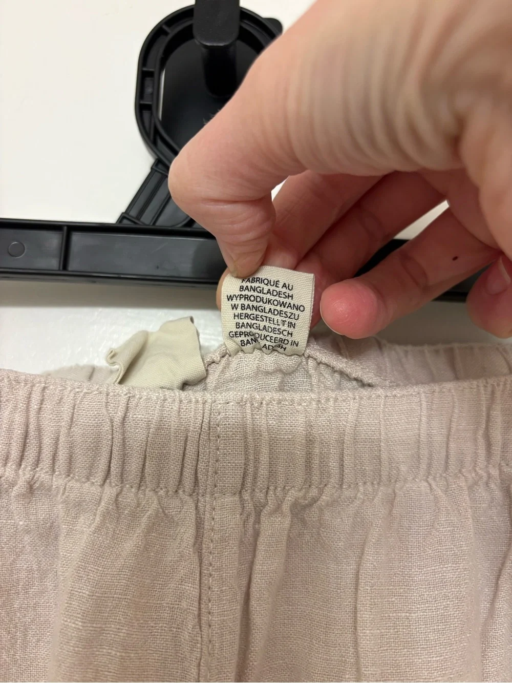 Joie 100% Linen Jogger Pants Large L Beige Oatmeal Elastic Waist Coastal Pull On